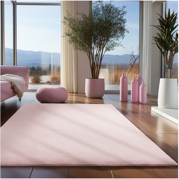 Teppium Teppich Unicolor - Einfarbig, Rechteckig, Höhe: 7 mm, Kurzflor Rund Teppich Anti-Rutsch Rückseite Waschbar Flauschiger