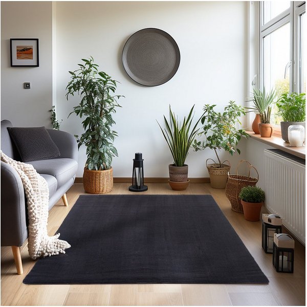 Teppium Teppich Unicolor - Einfarbig, Rechteckig, Höhe: 7 mm, Kurzflor Rund Teppich Anti-Rutsch Rückseite Waschbar Flauschiger