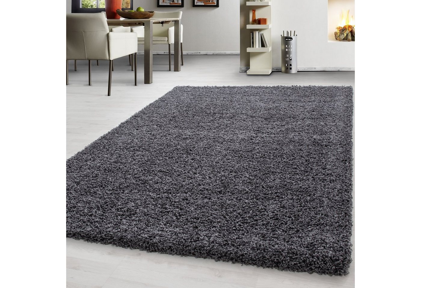 Teppium Teppich Unicolor - Einfarbig, Rechteckig, Höhe: 30 mm, Einfarbig Shaggy Teppich Wohnzimmer Langflor versch. farben und größen – Bild 2 von 5