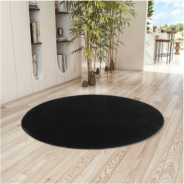 Teppium Teppich Unicolor - Einfarbig, Rund, Höhe: 11 mm, Kurzflor Teppich Anti-Rutsch Rückseite Waschbar Flauschiger