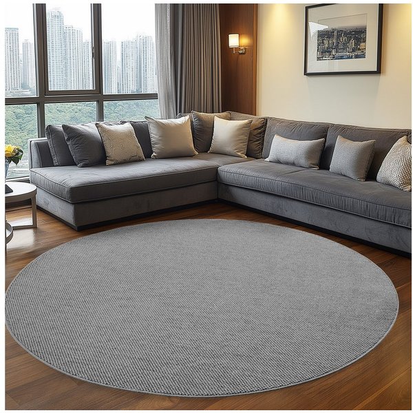 Teppium Teppich Unicolor - Einfarbig, Rechteckig, Höhe: 20 mm, Kurzflor Schlingen Teppich Grau Boucle-Loop Wohnzimmer Teppich