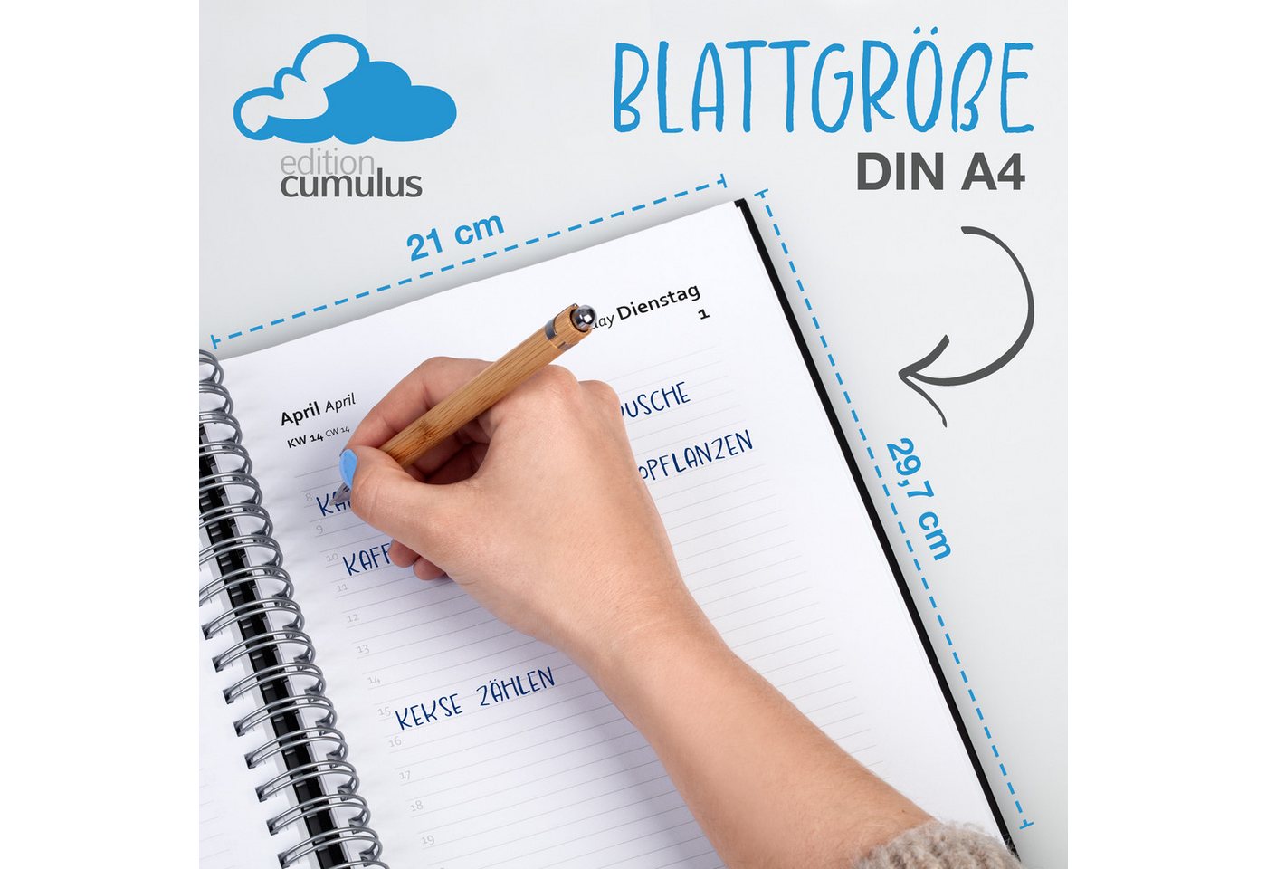 edition cumulus Terminkalender edition cumulus Der GROSSE DICKE Tageskalender 2027 DIN A4 1Tag=1Seite, 1 Tag pro Seite, DIN A4, FSC-Papier, Notizbereich, Made i – Bild 2 von 5