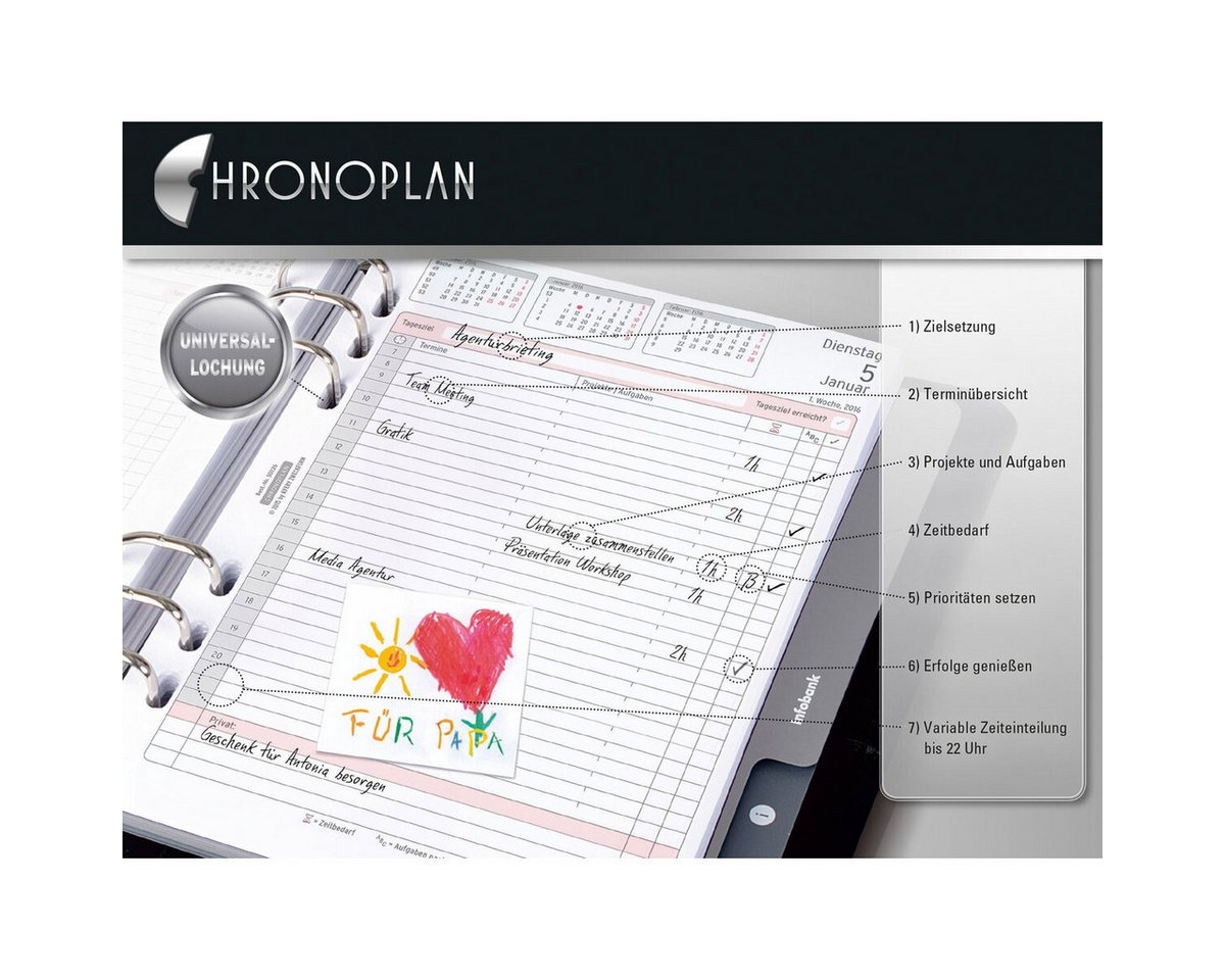 CHRONOPLAN Terminplaner Chronoplan Wochenplan Midi 2027 1 Woche/2 Seiten in Zeilen – Bild 4 von 5