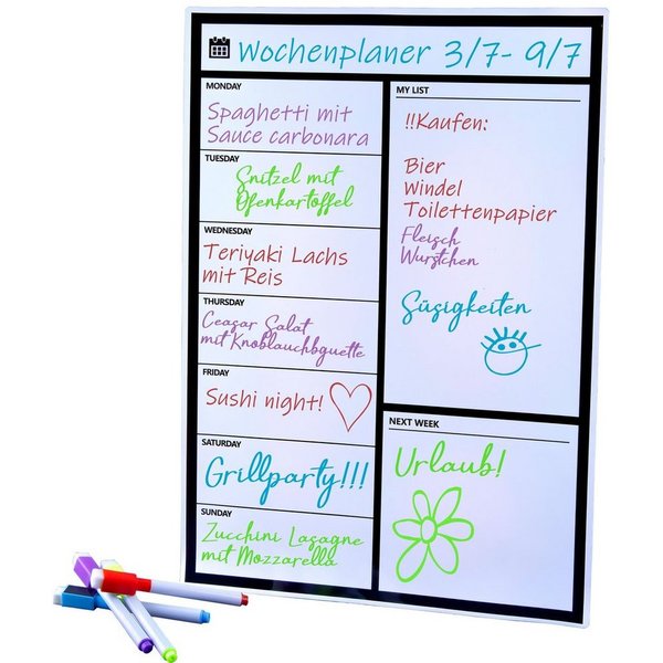 Goods+Gadgets Terminplaner GOODS+GADGETS Magnetischer Wochenplaner – Familienplaner Kühlschrank, Kühlschrank Familienplaner Magnet-Tafel