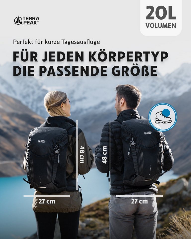 Terra Peak Wanderrucksack Airant 20, Rucksack klein mit belüftetem Netzrücken 20 Liter – Bild 2 von 5
