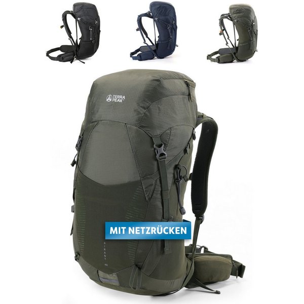 Terra Peak Wanderrucksack Airant 40, Rucksack mit belüftetem Netzrücken groß, 40 Liter