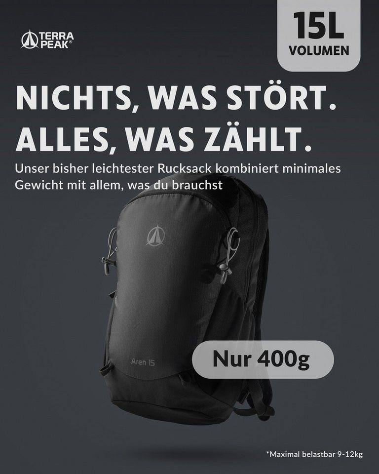 Terra Peak Wanderrucksack Aren 15, Rucksack zum Wandern, klein, 15 Liter Volumen, für Damen und Herren – Bild 5 von 5