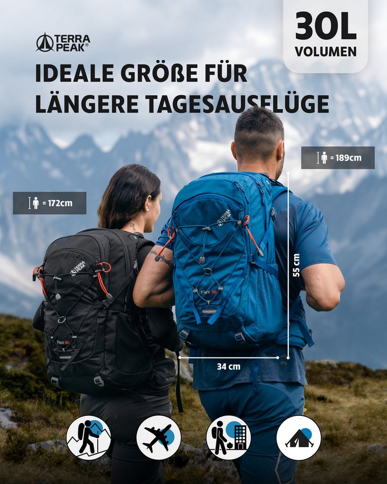 Terra Peak Wanderrucksack Flex 30, 30L mit YKK Reißverschluss Trekkingrucksack mit Hüftgurt – Bild 2 von 5