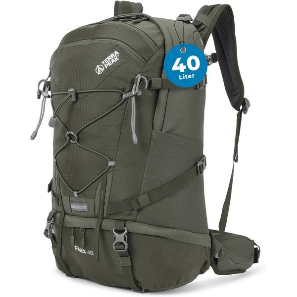 Terra Peak Wanderrucksack Flex 40, Wanderrucksack 40L mit YKK Reißverschluss & Halterung für Trinksystem