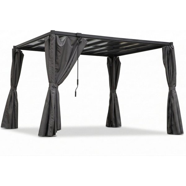 osoltus Terrassendach osoltus Lamellen-Pavillon Pergola Lamellendach 3 x 3,2 m mit Vorhang
