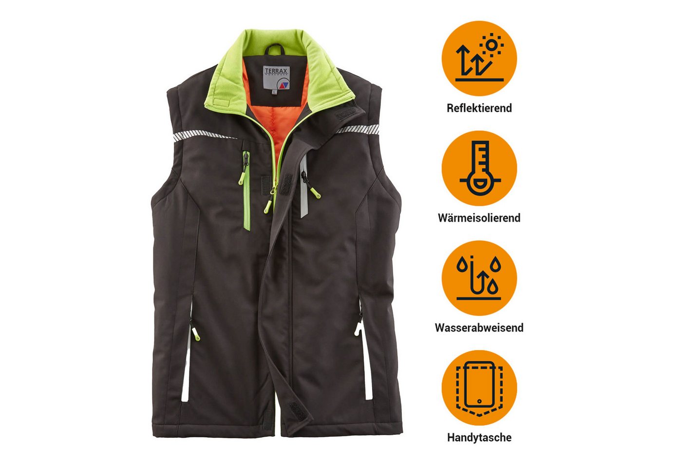 Terrax Workwear Arbeitsweste 30317 Herren Berufsweste Handwerker-Weste Softshell leicht wattiert – Bild 2 von 2