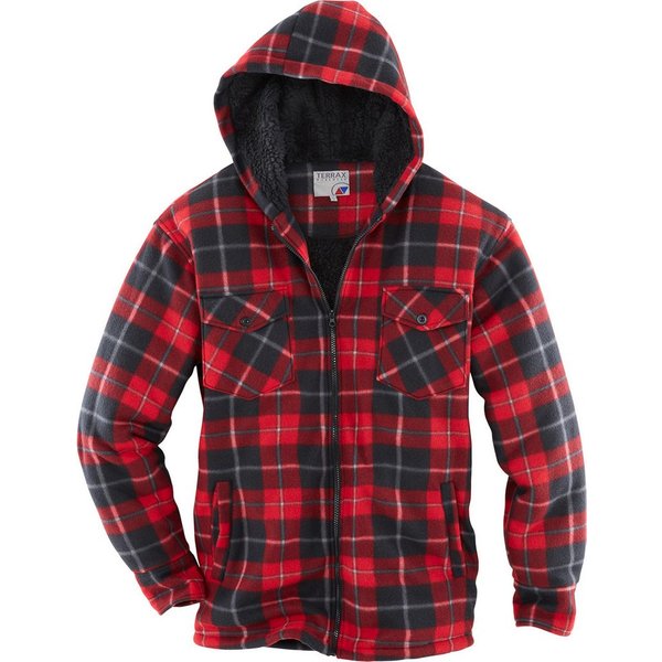 Terrax Workwear Langarmhemd Thermohemd mit Teddy schwarz/ rot US Kleidergrößen