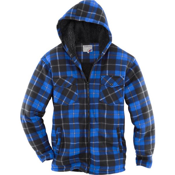 Terrax Workwear Langarmhemd Thermohemd mit Teddyfutter schwarz/ royal US Kleidergrößen