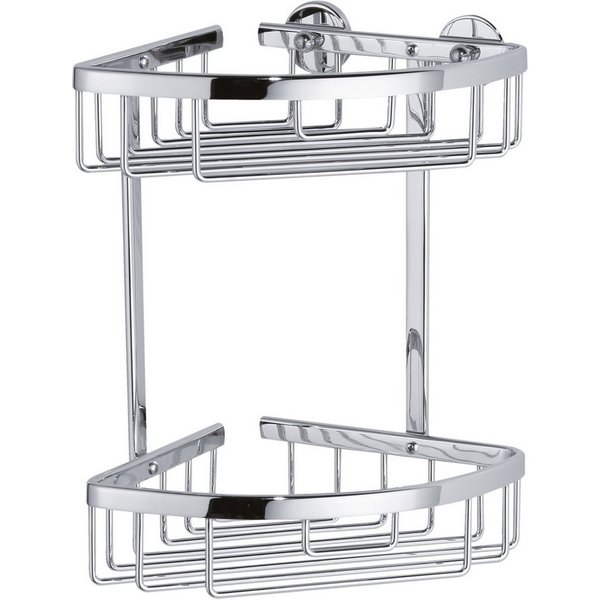 tesa Duschablage ALUXX Duscheckablagekorb ohne Bohren - 26,0 cm : 16,3 cm : 17,0 cm, Packung 1-tlg., selbstklebendes Hängeregal für die Dusche - chrom - silber 