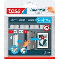 tesa Selbstklebendes Klettband "Powerstrips CLICK" small, bis 1,8 kg, 4er-Pack