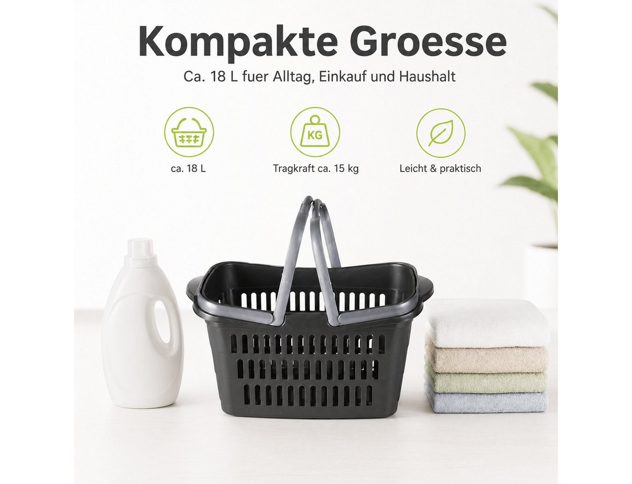Testrut Einkaufskorb Korb aus Kunststoff Einkaufstasche, ca. 48 x 29 x 24 cm – Bild 5 von 5