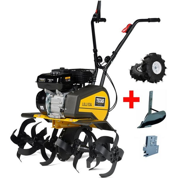 Texas Benzinmotorhacke SET 534TG, 85 cm Arbeitsbreite, Set, 4-St., 4 kW/5,4 PS, mit Rückwärtsgang und Zubehör – kraftvoll und vielseitig