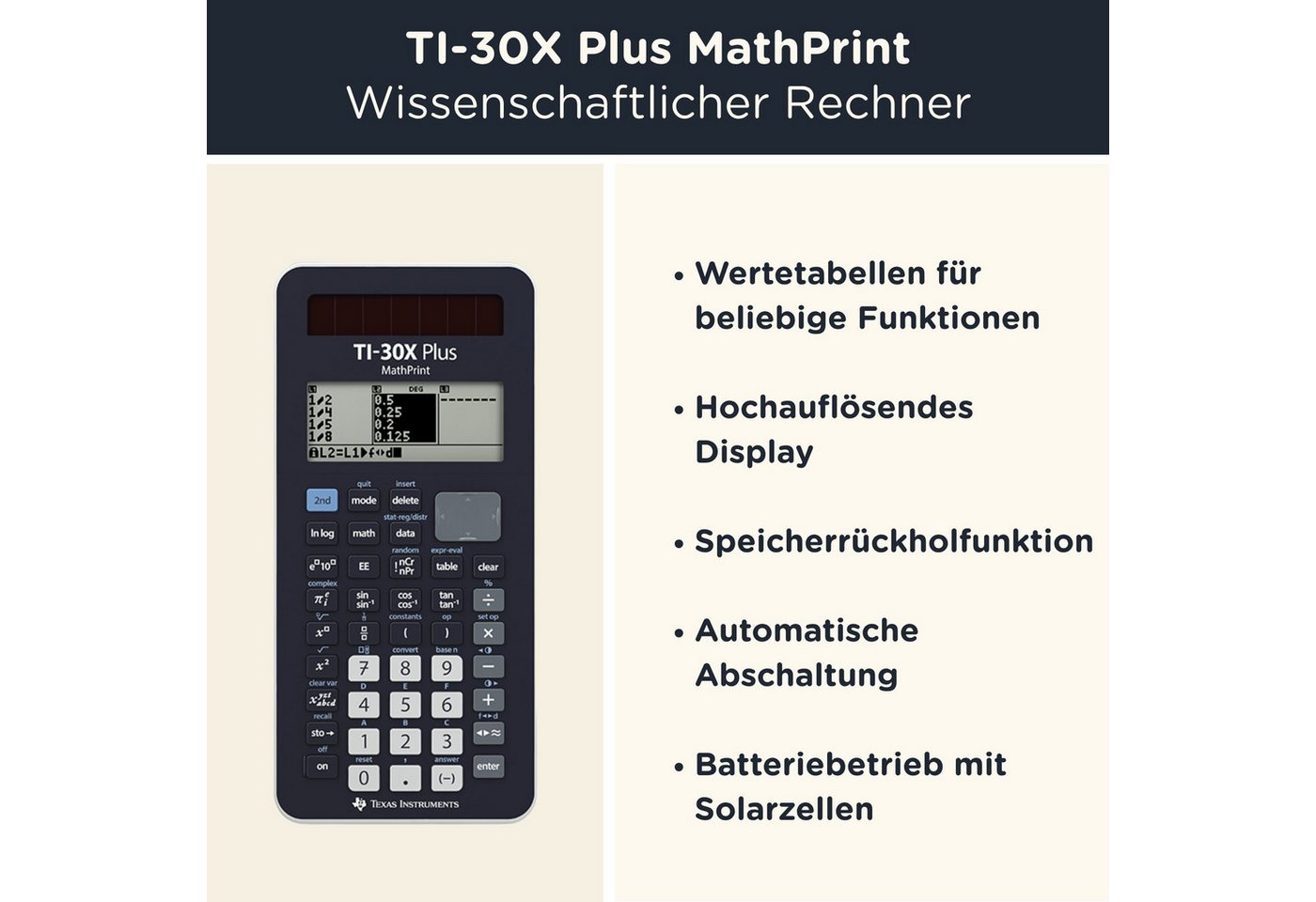 Texas Instruments Taschenrechner TI-30X Plus MathPrint inkl. WYNGS Schutztasche Pink – Bild 2 von 5