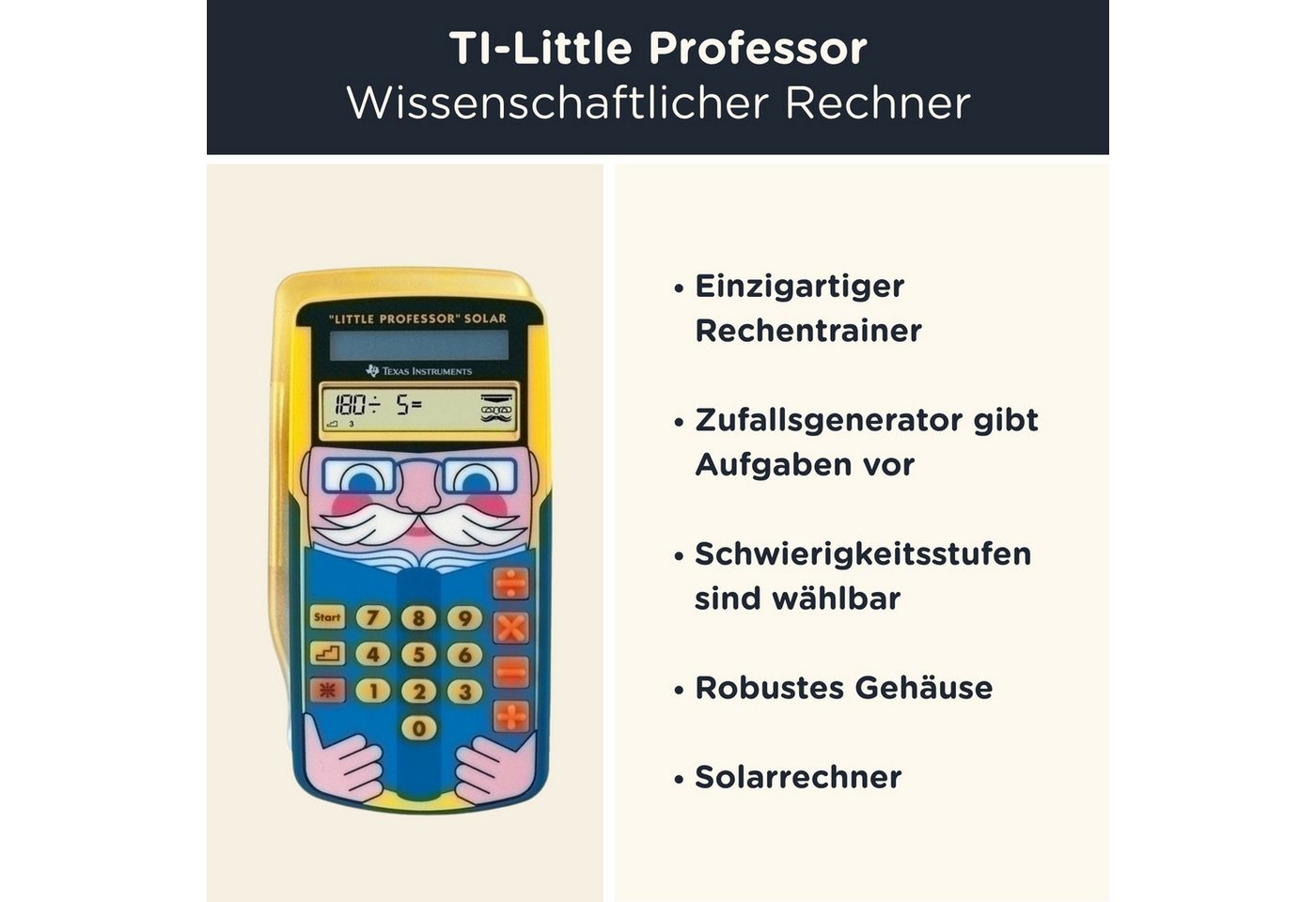 Texas Instruments Taschenrechner TI-Little Professor inkl. WYNGS Schutztasche Türkis – Bild 2 von 5