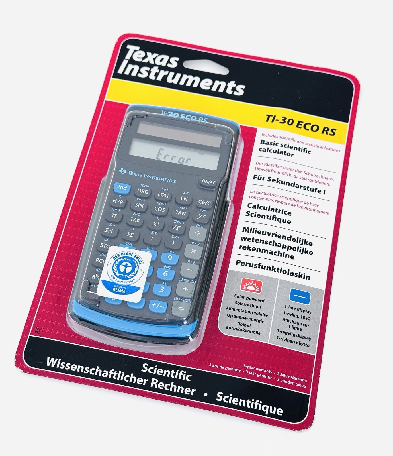 Texas Instruments TI 30 Eco RS Taschenrechner Solar Schulrechner
