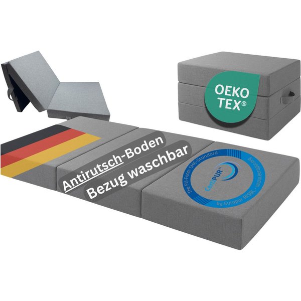 Klappmatratze Premium – 15cm dick, 4cm Visco-Schicht, ideal als Gästematratze, TexDeko, 15 cm hoch, (200 cm x (nach Wahl) x 15 cm), UV-Beständig, wasserabweisen