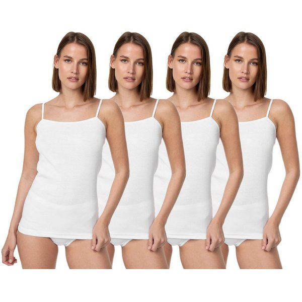 TEXEMP Spaghettitop 4er Pack Damen Unterhemd Spaghettiträger Trägertop Tank Baumwolle Top (4-tlg)