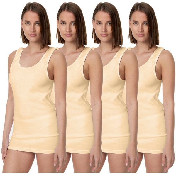 TEXEMP Unterhemd 4er Pack Damen Unterhemd Baumwolle Tank Top Achselhemd Damentop (4-St) 100% gekämmte Baumwolle
