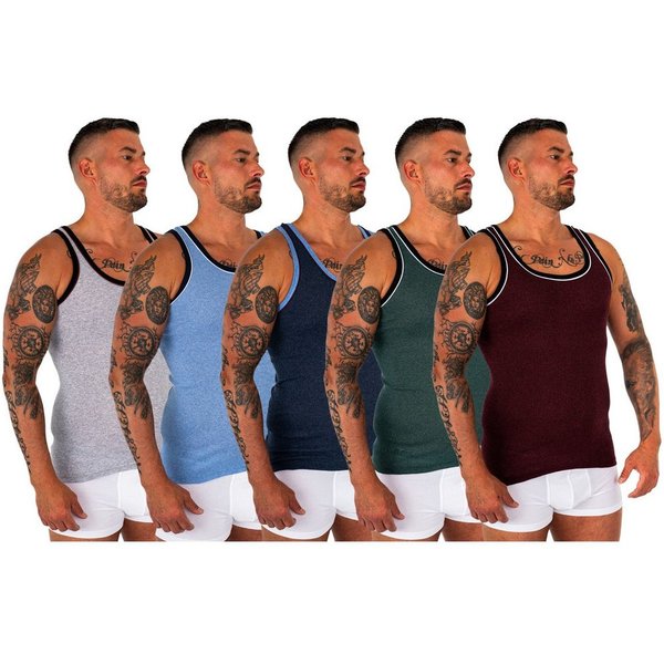 TEXEMP Unterhemd 4er Pack Herren Unterhemd Baumwolle Achselhemd Feinripp Shirt (4-St) Melange Tank-Top