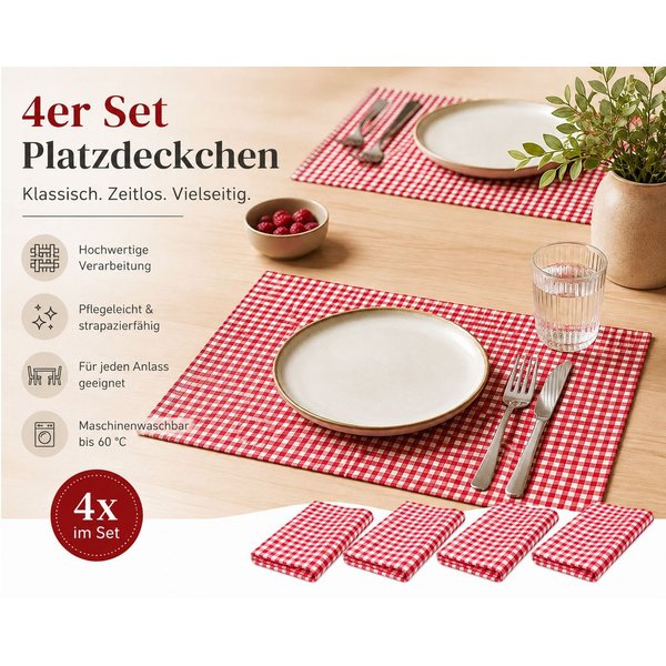 texpot Platzset Tischset Platzset Landhaus Karo Baumwolle Bauernkaro Vichy, (4-St)