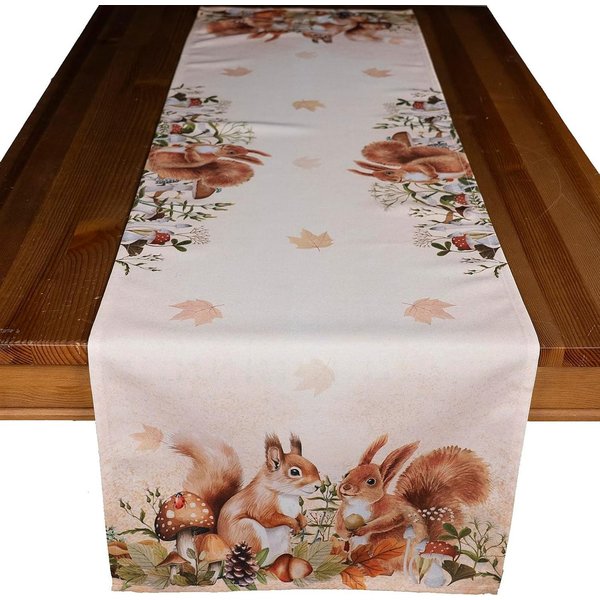 texpot Tischdecke Tischläufer Druck Eichhörnchen Herbst (1-tlg)