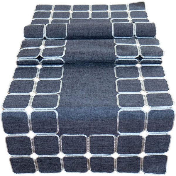 texpot Tischdecke Tischläufer Stickerei Quadrate modern Tischdeko (1-tlg)