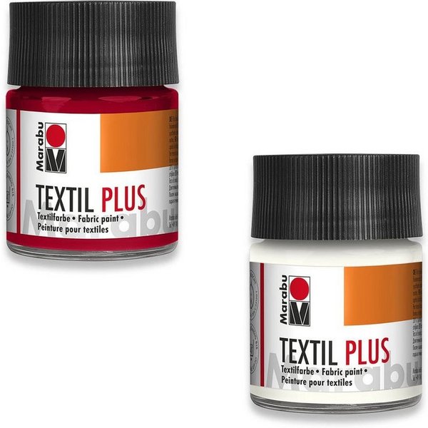 Marabu Textilfarbe Marabu Textil Plus Textilfarbe weiß 50ml + kaminrot 50ml Set