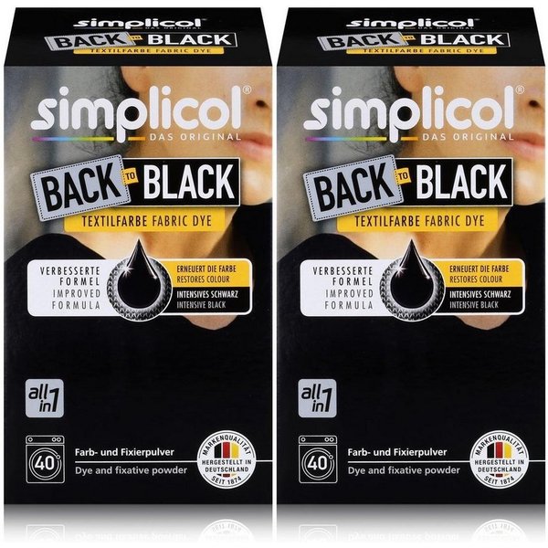 simplicol Textilfarbe Simplicol Textilfarbe Back to Black 400g - Erneuert die Farbe (2er Pac