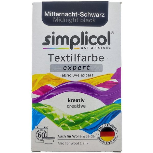 simplicol Textilfarbe Simplicol Textilfarbe Expert Mitternacht-Schwarz 150g, Farberneuerung Farbauffrischung Batik Textilfärbemittel