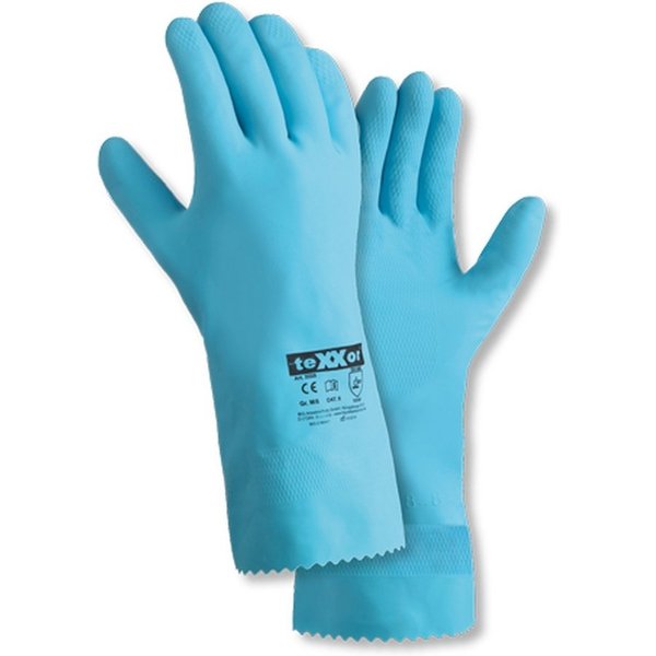 teXXor Reinigungshandschuh Haushaltshandschuhe Lebensmitteleignung latex 2225 (Packung, 10-St., VPE= 10-200 Paar, Gr 6-10) naturlatex / Gitterprofil für mehr Gr