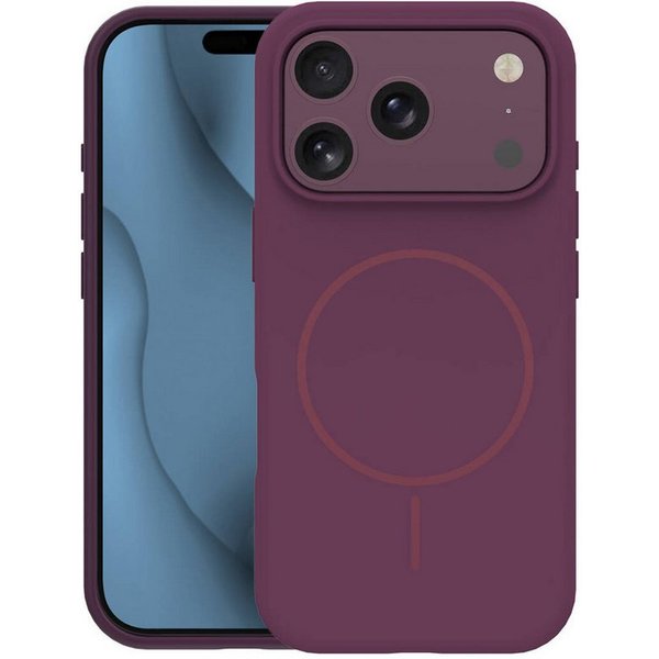 TFO Handyhülle Silikon Thin Mag kompatibel mit iPhone 18 Pro Dunkelkirschrot Hülle 6,3, Magnetring und weiches Mikrofaser-Innenfutter