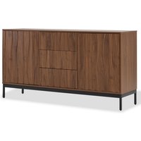 Sideboard mit 3 Schubladen, Mid Century Modern Dekorativer Schrank für Küche, Wohnzimmer, 150x40x80 cm, Braun