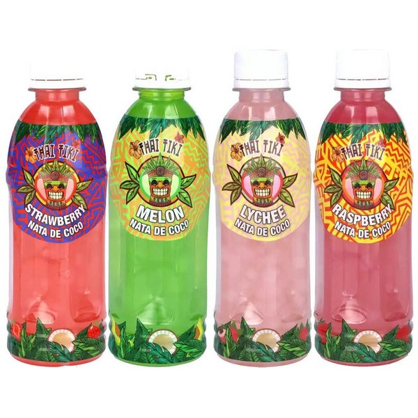 Thai Tiki Softgetränk, Thai Tiki Coco Drink Himbeere Erdbeere Litschi Melone 300ml 4er Pack