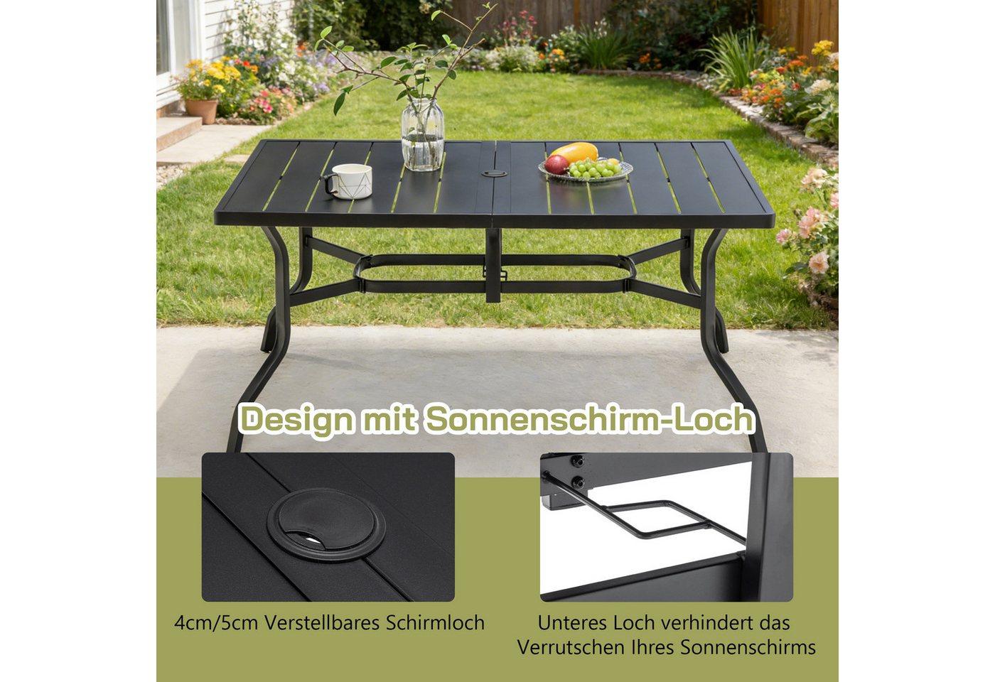 Thanaddo Gartentisch Gartentisch – Quadratischer Eisentisch, geeignet für Gärten, Balkone. – Bild 5 von 5