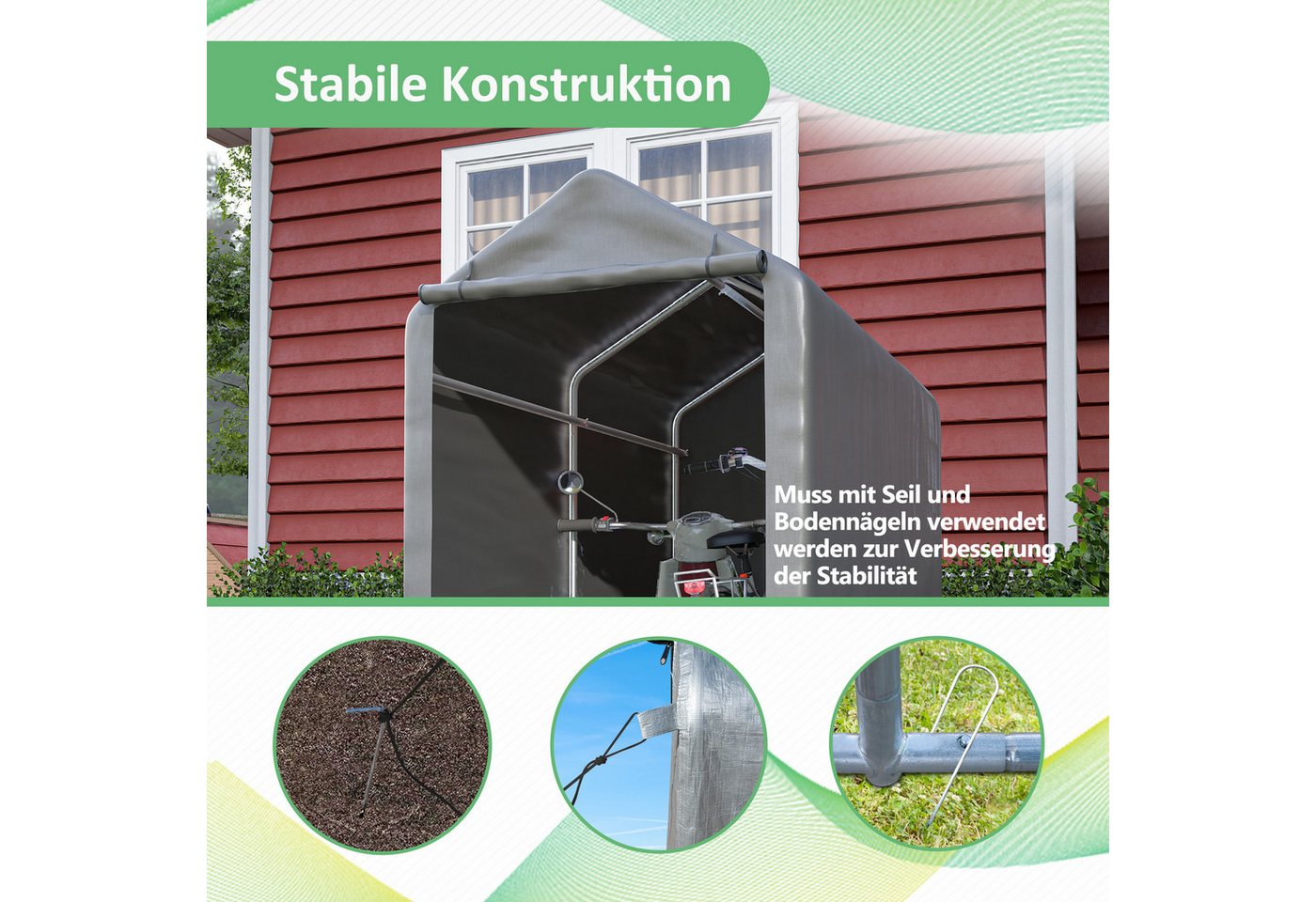 Thanaddo Gerätehaus Gerätezelt,Wasserdichtes Geräteschuppen, Fahrradschuppen – Bild 3 von 5