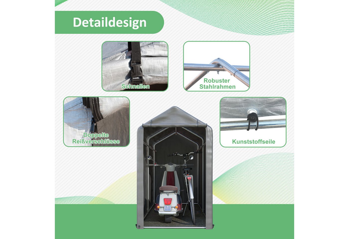 Thanaddo Gerätehaus Gerätezelt,Wasserdichtes Geräteschuppen, Fahrradschuppen – Bild 4 von 5