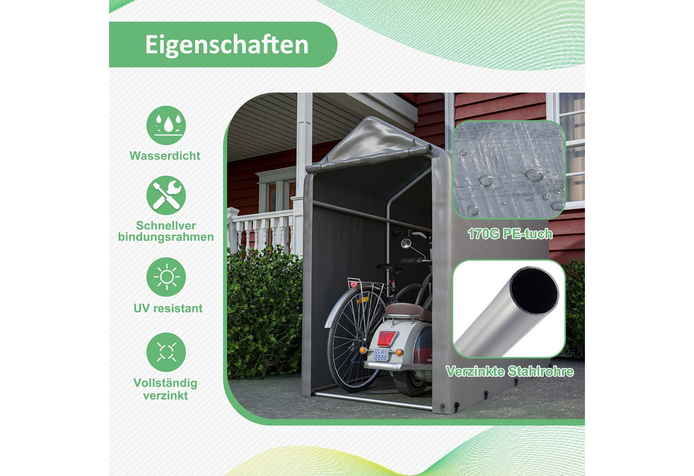 Thanaddo Gerätehaus Gerätezelt,Wasserdichtes Geräteschuppen, Fahrradschuppen – Bild 5 von 5