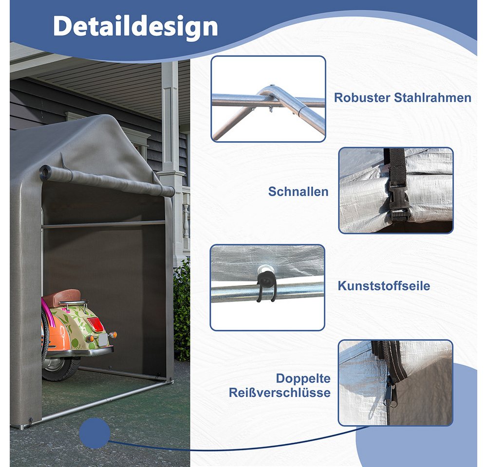 Thanaddo Gerätehaus Partyzelt,Metall Gestell Gartenzelt Pavillon 3x6m/4x6m in weiß – Bild 3 von 5