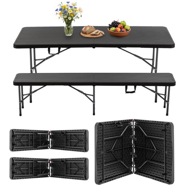 Thanaddo Klapptisch Bierzeltgarnitur Partytisch,Gartentisch,Campingtisch, Gartenmöbel Set,Klappbar & Wasserabweisend