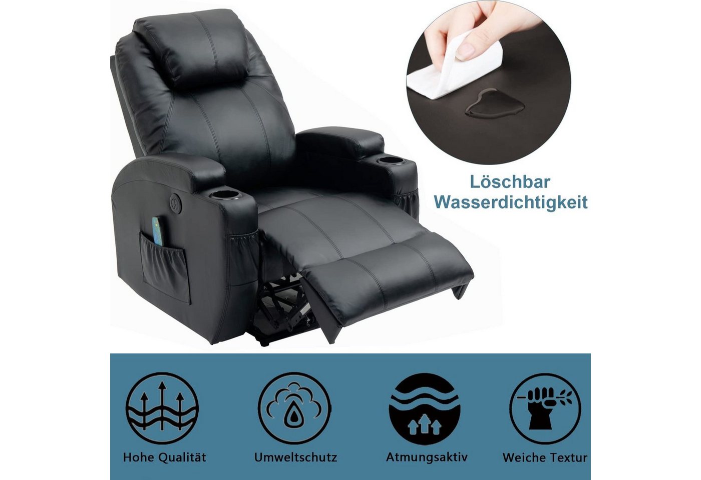 Thanaddo Massagesessel Relaxsessel Massagesessel Fernsehsessel, mit Liegefunktion – Bild 2 von 5