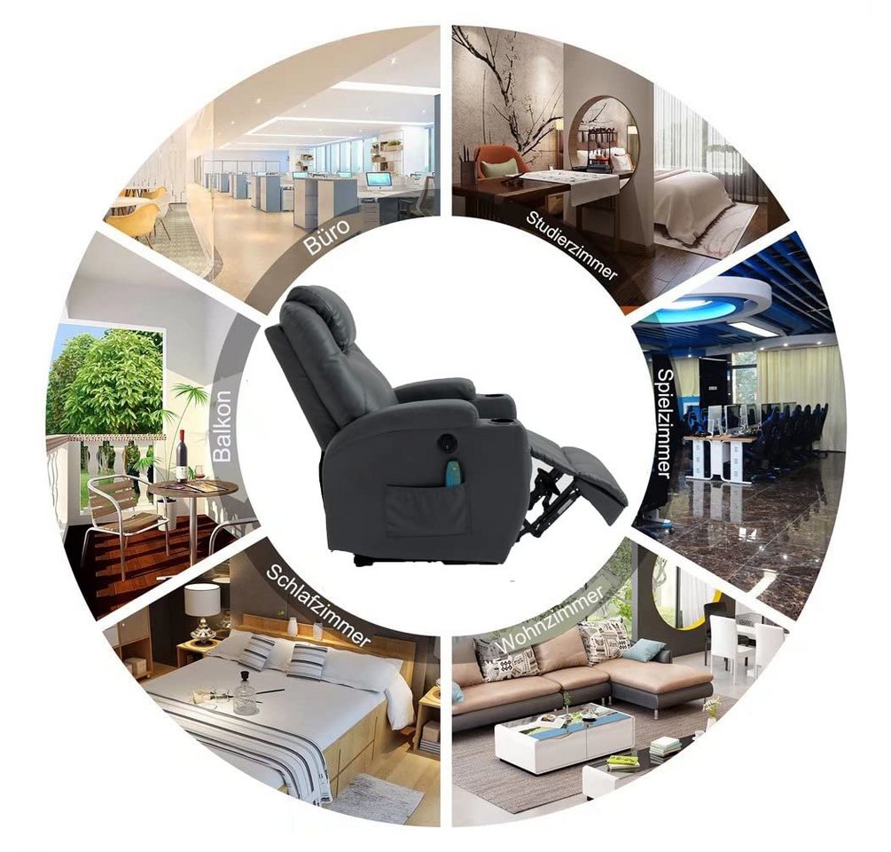Thanaddo Massagesessel Relaxsessel Massagesessel Fernsehsessel, mit Liegefunktion – Bild 3 von 5
