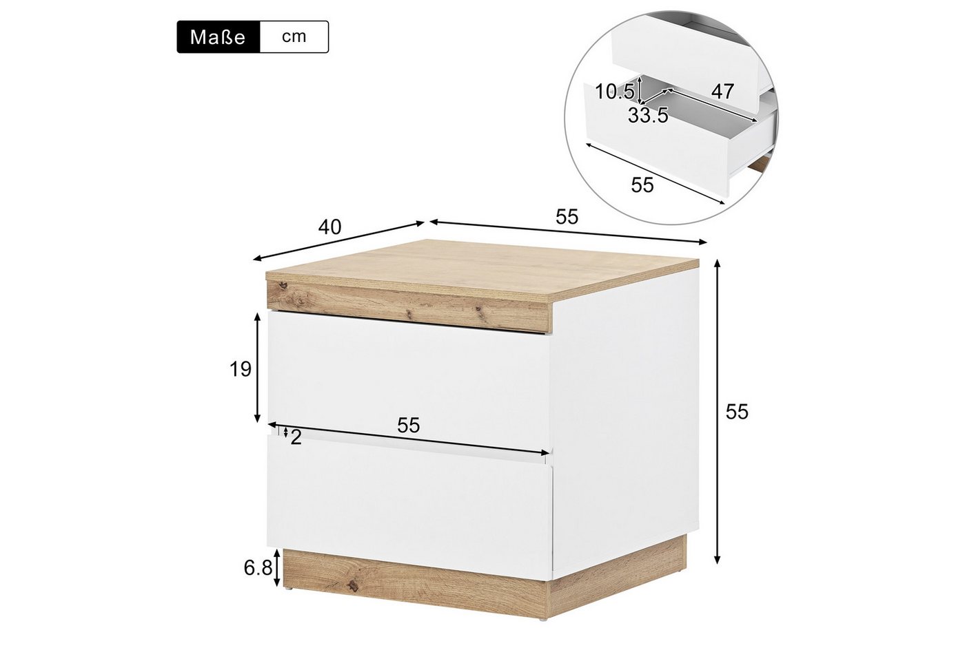 Thanaddo Nachttisch Nachttische, Nachtkommode mit Schubladen für Schlafzimmer – Bild 2 von 5