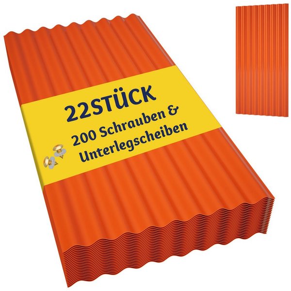 Thanaddo Trapezblech 22-teiliges Set aus trapezförmigen PVC-Wellplatten - 10,12 m²
