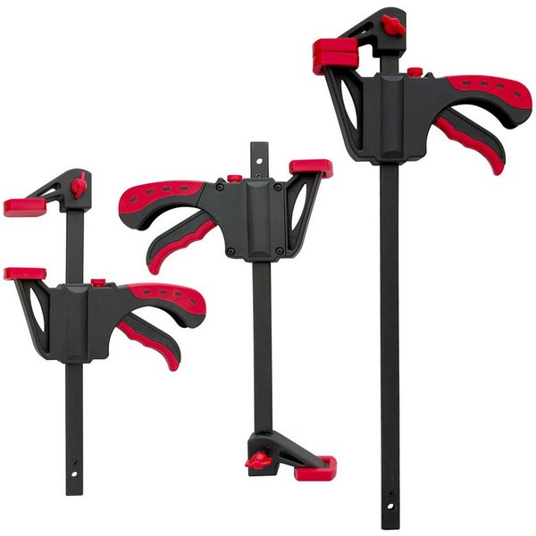 Thanaddo Zwinge Schraubzwinge Set Einhandzwingen Set, (4 Zollx6,6 Zollx2+12 Zoll,12 Zollx6, 3 St., 2 in 1 Spannkraft 70kg), für präzises Fixieren Holzarbeiten, 