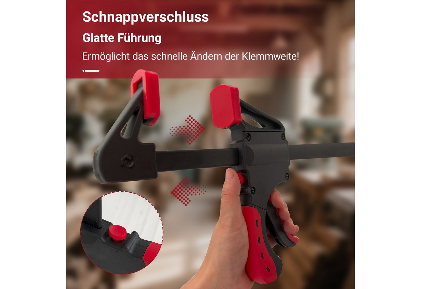 Thanaddo Zwinge Schraubzwinge Set Einhandzwingen Set, (4 Zollx6,6 Zollx2+12 Zoll,12 Zollx6, 3 St., 2 in 1 Spannkraft 70kg), für präzises Fixieren Holzarbeiten,  – Bild 3 von 5